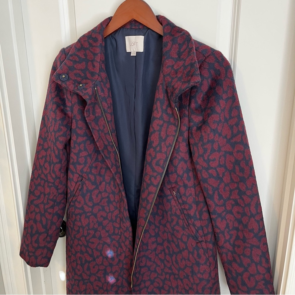 LOFT Leopard Printed Wool Longline Coat